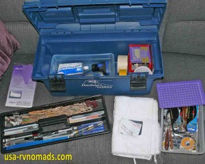 Contents of my scale modeling tool box.