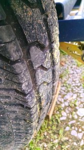 Uneven wear on our tow dolly tires.