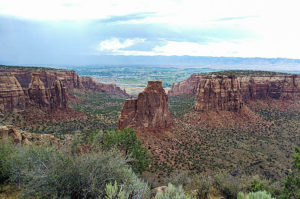 Coke ovens, fins, and canyon walls at Colorado National Monument.
