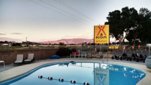 The pool near sunset at the Grand Junction KOA.