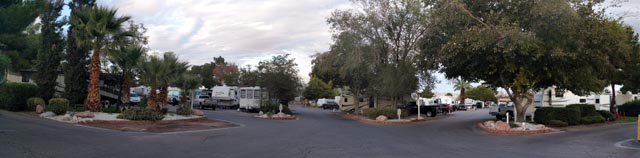 A panoramic view of Las Vegas Thousand Trails from near the front gate.