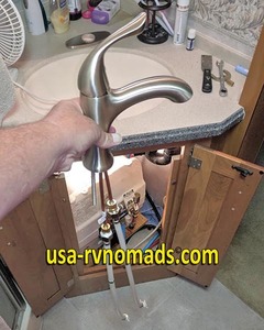 Our new RV bathroom faucet replacement.